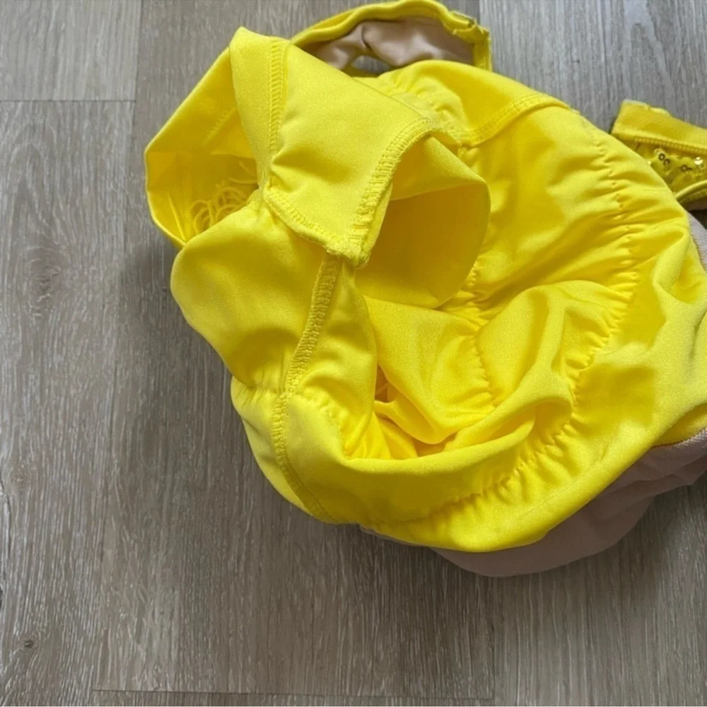 WEISSMAN Dance Costume yellow Fringe flapper GOOD TO BE ALIVE 11109 LC child